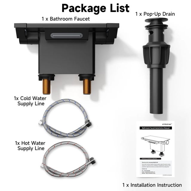 4-Inch Matte Black Dual-Handle Vessel Sink Faucet With Shelf For Sale - Image 6 of 10