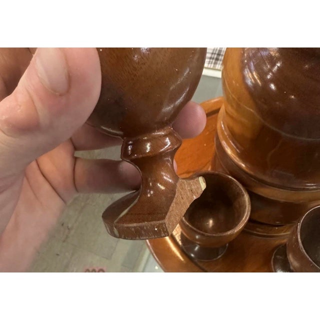 1950s Wooden Cordial/Sake Set With 6 Cups, Tray, and Decanter For Sale - Image 10 of 10