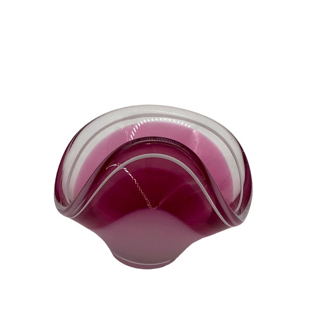 Paul Kedelv 1950s Flygfors Coquille Cased Art Glass Scoop Handblown Bowl Signed For Sale - Image 4 of 7