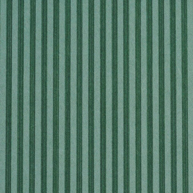 Schumacher Edwin Stripe Narrow Wallpaper in Dark Green For Sale