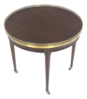 Widdicomb Round Brass Gallery Top Fluted Legs Lamp Side Table on Casters MINT