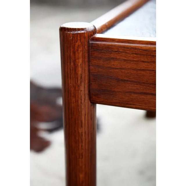 Mid-Century Black Surface and Dark Wood Frame Coffee Table For Sale - Image 9 of 11