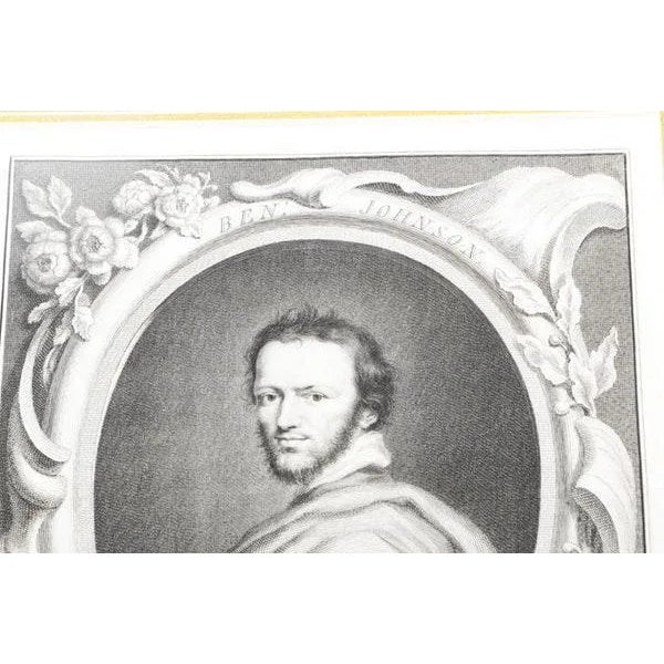 Set of Four Framed George Vertue Portrait Engravings in Neoclassical Gilt Frames For Sale - Image 9 of 12