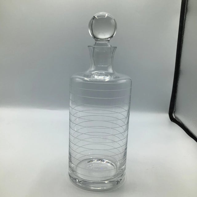 Glass Ring Etched Decanter 4 Lowball Glasses and 2 Highball Glasses-Set of 7 For Sale - Image 7 of 11