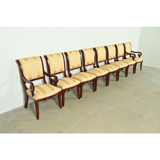 Baker Furniture Style Regency Carved Mahogany Armchairs, Pair For Sale - Image 12 of 13