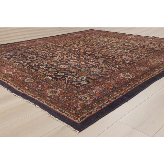 Navy Blue Antique Persian Sultanabad Rug, 08'04 X 10'02 For Sale - Image 8 of 10