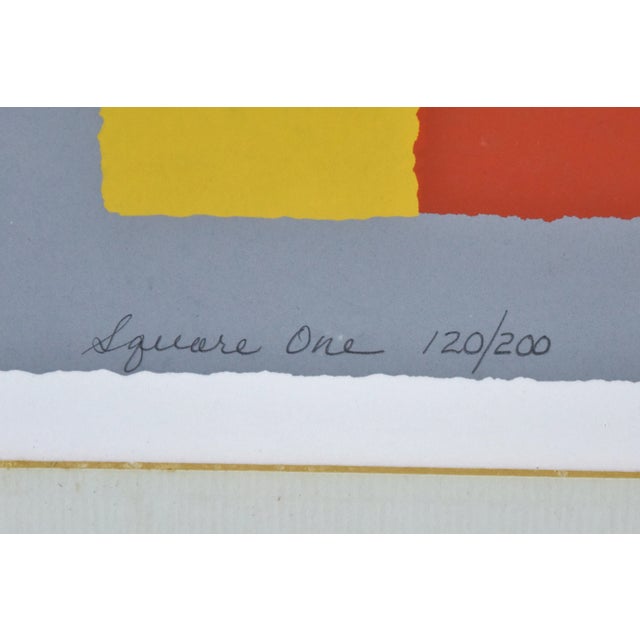 1980s Vintage Modern Abstract Screenprint Primary Colors Titled “Square One” For Sale - Image 9 of 11