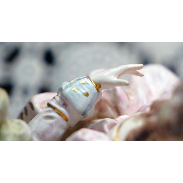 Darling Lighted Porcelain Rococo Revival Courting Couple – Vintage Romantic Figurine Lamp & Music Box – Maximalist Decor For Sale - Image 9 of 14