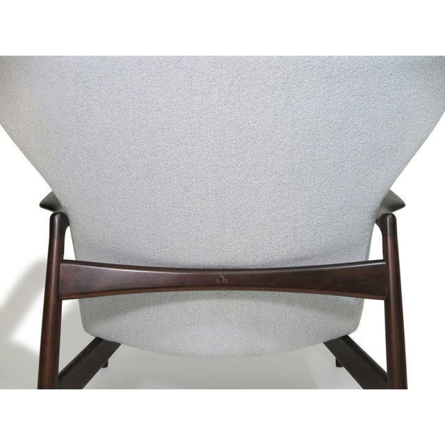Mid 20th Century Restored Ib Kofod Larsen Highback Lounge Chair and Ottoman in New Fabric For Sale - Image 12 of 14