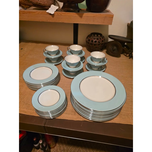 1950s Castleton Turquoise Pattern Serveware for Eight - 40 pcs For Sale - Image 11 of 12