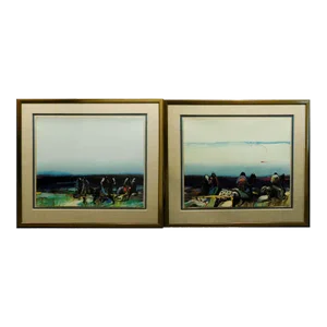 Earl Biss "War Shields at Dawn I & II" Serigraph Paper Hand Signed