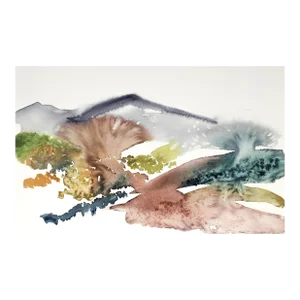 "Autumnal No. 30" Contemporary Original Abstract Mountain Landscape Watercolor Painting by Elizabeth Becker