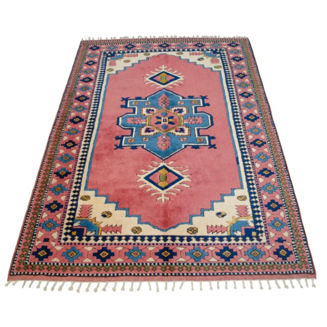 Textile Vintage Turkish Rug Hand Knotted Wool Area Rug - 5'3" X 7'9" For Sale - Image 7 of 17