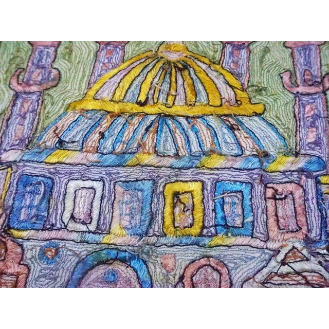 Early 20th Century Turkish Middle Eastern Embroidery Mosque Ottoman with Arabic Calligraphy, 1890s For Sale - Image 10 of 13