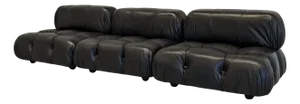 Camaleonda Sofa in Black Leather by Mario Bellini for B&B Italia, 1970s, Set of 3