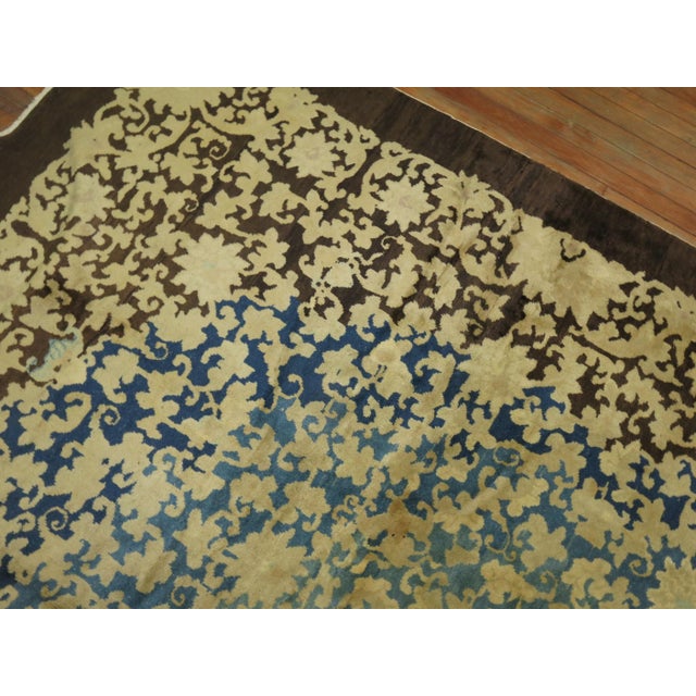 Cream Zabihi Collection Floral Antique Chinee Rug - 8'11" x 11'5" For Sale - Image 8 of 11
