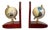 Bookends with Mahogany Globes and Brass Bases, 1980s, Set of 2 For Sale