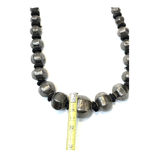 Silver Antique Indian Sterling Silver Wrapped Wax Bead Necklace. Indian Tribal Jewelry For Sale - Image 8 of 12