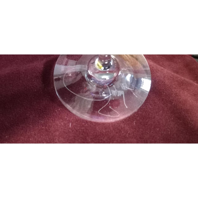 1980s Josh Simpson Art Glass Wine Glasses Hombre Cobalt Cerulean Blue, Signed- Set of 4 For Sale - Image 11 of 12