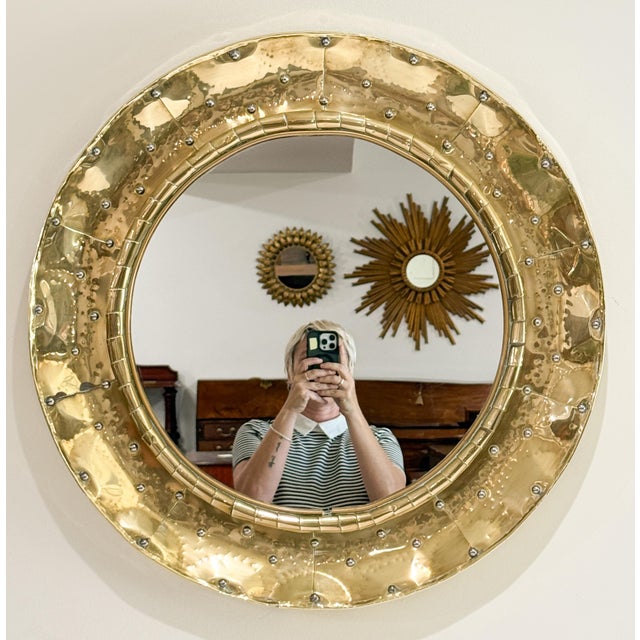 French Mid 20th Century French Modern 'Constellation' Round Mirror by Fitterman - Paris (Dia 25 7/8) For Sale - Image 3 of 8