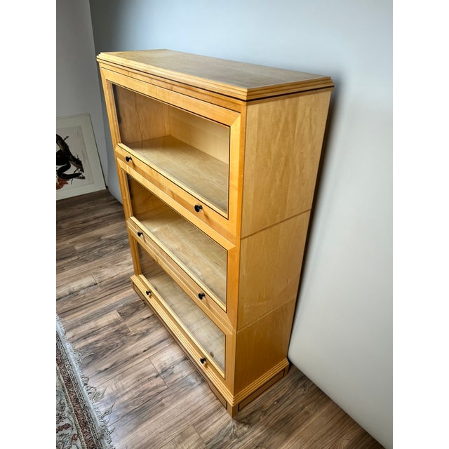 Early 21st Century Vintage Bench Made Maple With Wenge Inlay Three Stack Barrister Bookcase For Sale - Image 5 of 11