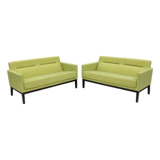 Mid-Century Style Passerelle Upholstered 2-Seat Lounge Sofas by Coalesse, a Pair For Sale