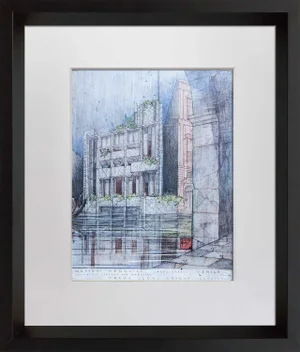Frank Lloyd Wright Lithograph "Masieri Memorial, Italy" Limited Ed. W/Frame