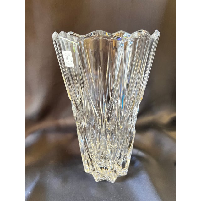 French Jg Durand Crystal Cathedral Vase, 11” Sculptural Cut Glass For Sale - Image 12 of 12