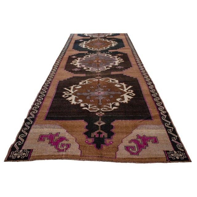 Textile Hand Knotted Natural Colors Tribal Rug Large Long Runner - 5′11″ X 14′1″ For Sale - Image 7 of 13