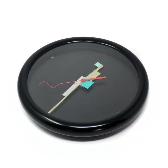 Japanese 1980s Black Postmodern Wall Clock by Citizen For Sale - Image 3 of 5
