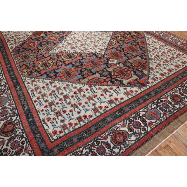 Persian Early 20th Century Zabihi Collection Dramatic Persian Hamedan Serab Decorative Square Room Rug - 10'9" x 12'8" For Sale - Image 3 of 10
