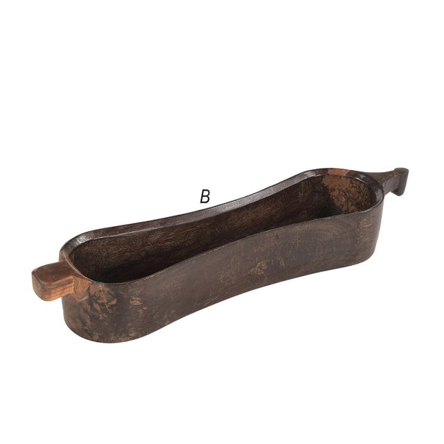 Far Pavilions Antique Reclaimed Wood Planter | Handcrafted Large Wooden Dough Bowl Centerpiece For Sale - Image 4 of 5