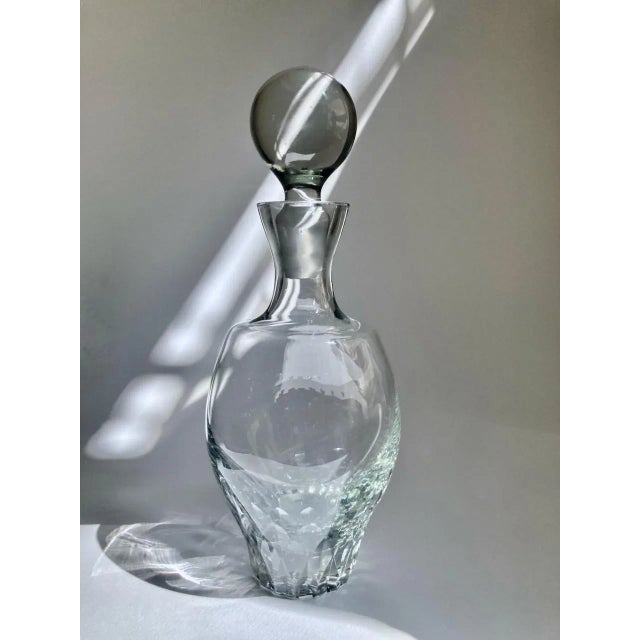 Mid 20th Century Krosno Clear Crystal Decanter With Ball Stopper For Sale - Image 12 of 13