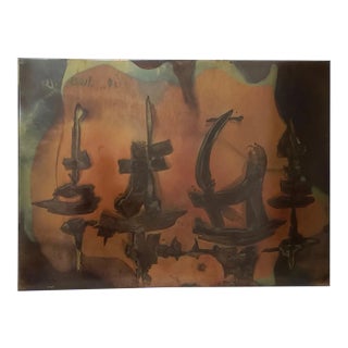 Silvio Giovenetti (20th C.) Mid Century Modern Abstract Acid Etched Stainless Steel C.1971 For Sale