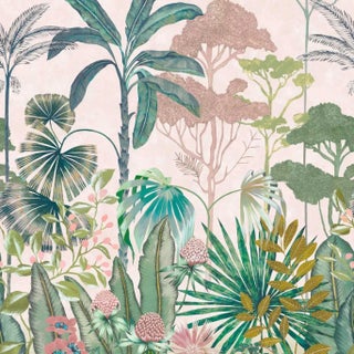 Harlequin Floreana Wallpaper in Bleached Coral/Succulent/Fig Leaf For Sale
