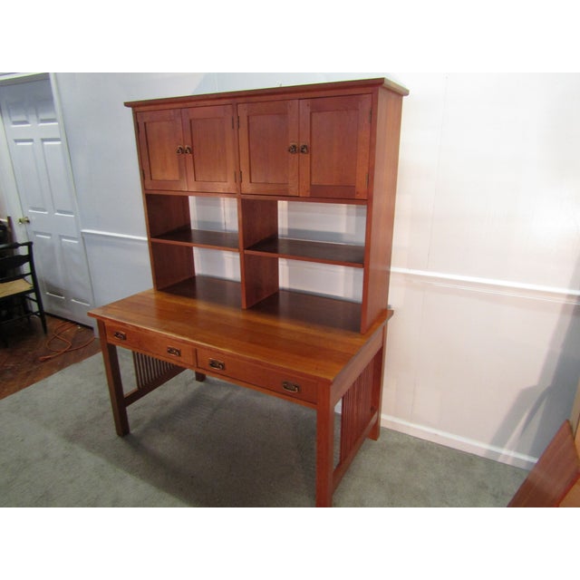 Arts & Crafts Stickley Solid Cherry Mission Arts and Crafts Style Desk For Sale - Image 3 of 12