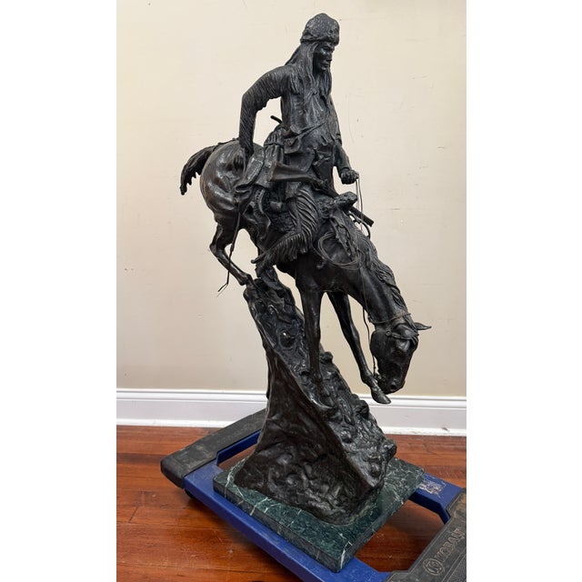 1990s Mega Sized 41” Reproduction of Frederic Remington Bronze the “Mountain Man” For Sale - Image 12 of 16