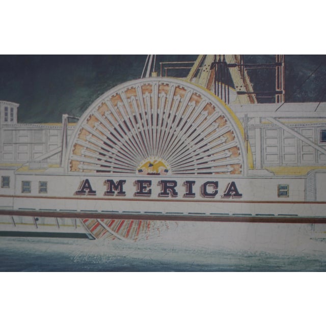 Vintage James Bard America on the Hudson River Steamship Print For Sale In Philadelphia - Image 6 of 15