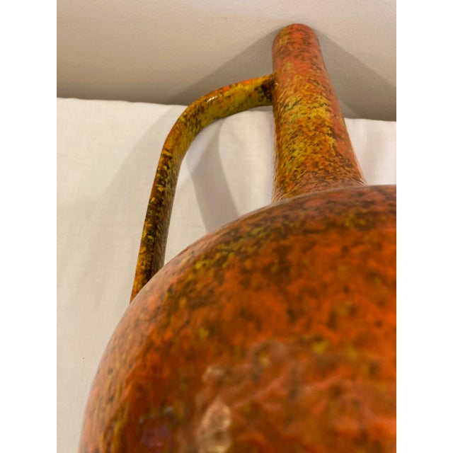 Mid Century West German Volcano Orange Jug For Sale - Image 4 of 7