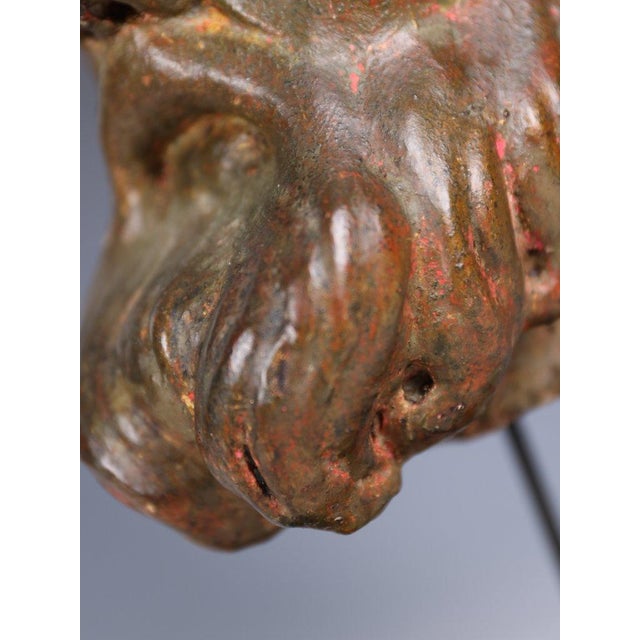 Polychrome Carved Bishop Bust, Continental Ecclesiastical Fragment, 1790, Limewood For Sale - Image 10 of 18