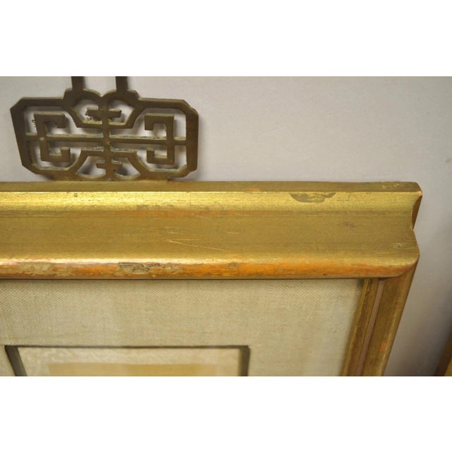 Vintage Asian Oriental Framed Art Prints With Narrow Gold Frames - A Pair For Sale - Image 10 of 12