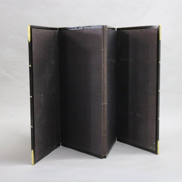Chinese Floral Decorated and Ebonized Folding Table Screen 20thC For Sale - Image 10 of 15