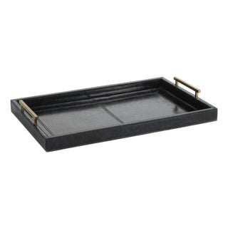 Somerstown 22" Long Blue Leather Bar Tray For Sale