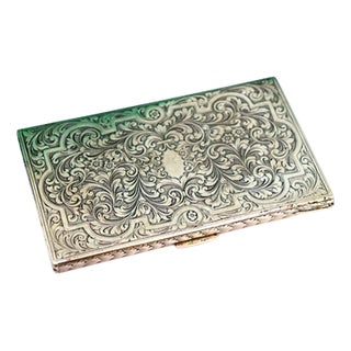 Silver Cigarette Case with Floral Reliefs For Sale