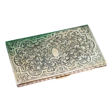 Silver Cigarette Case with Floral Reliefs For Sale