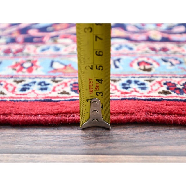 Traditional 1960 9'6"x13'5" Portia Red Hand Knotted Vibrant Wool Vintage Persian Kashan Clean Rug For Sale - Image 3 of 12