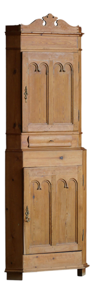 Antique Two-Part Pine Corner Cabinet