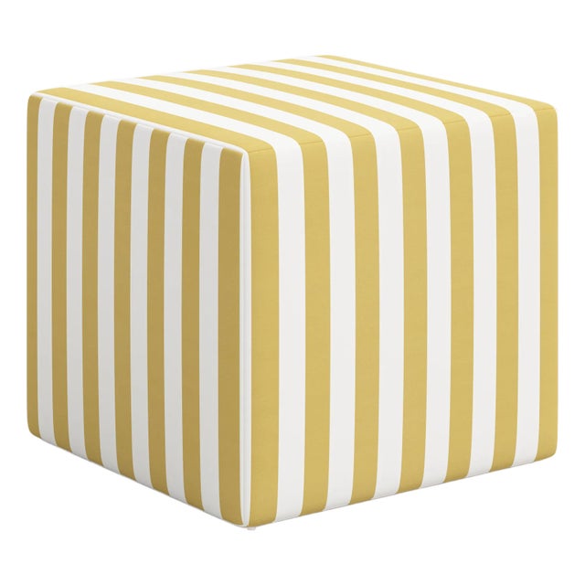 Spritely Home Corbett Ottoman in Canopy Stripe Honey For Sale