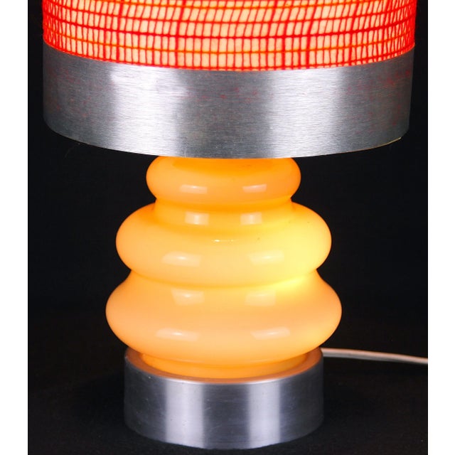 Chrome & Ceramic Table Lamp With Original Lamp Shade, France 1970's For Sale - Image 4 of 6