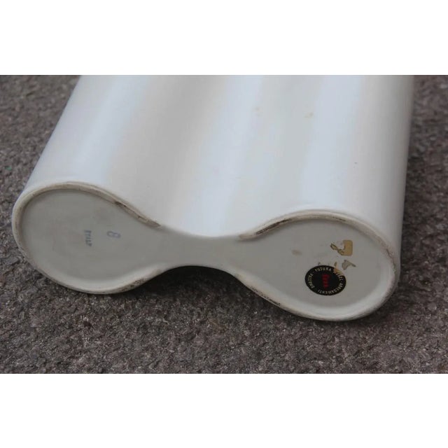 Mid-Century Modern Italian White Convex Vase, 1960s For Sale - Image 3 of 6